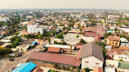 Fototapeta na wymiar SIEM REAP, CAMBODIA. 2019 Mar 21st. Aerial View of Siem Reap Town.