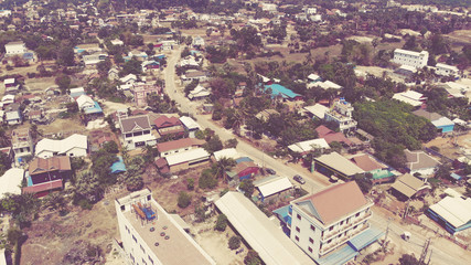 Naklejka premium SIEM REAP, CAMBODIA. 2019 Mar 21st. Aerial View of Siem Reap Town.