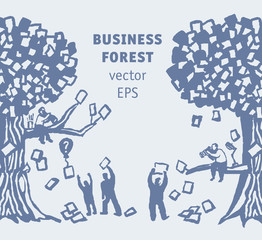 Abstract business forest people and documents