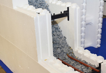 Insulating concrete forms ICF  with reinforced concrete house walls. Insulating concrete forms ICF...