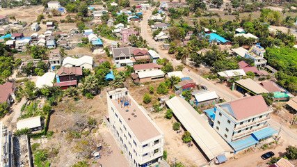 SIEM REAP, CAMBODIA. 2019 Mar 21st. Aerial View of Siem Reap Town.