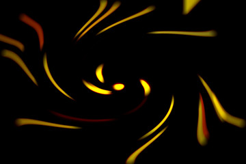 Blurred abstract background. Image of red, blue, green and yellow circles and wavy lines of different sizes.