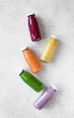 smoothies or juices in bottles