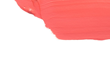 Paint texture on paper living coral. Banner with color of the year 2019 - Living Coral. Place for text. Image