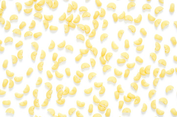 Raw pasta as food background. Top view or flat lay