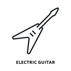 Electric Rock Guitar Bass. Vector Flat Line Icon Icon. Cute Small Pictogram.