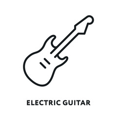 Electric Rock Guitar Bass. Vector Flat Line Icon Icon. Cute Small Pictogram.