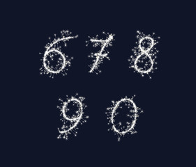 Vector sparkler numbers font 67890 digits for birthday and new year