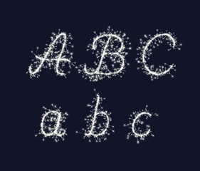 Vector sparkler alphabet font ABC letters for birthday and new year