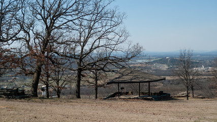 Public park picnic shelter on a mountain in Oklahoma