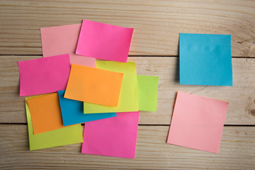 Wooden board with note stickers