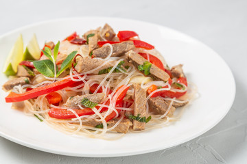 Glass noodles salad with meat.
