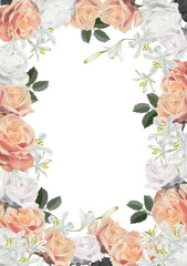 Frame roses realistic illustration
