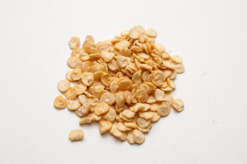 Seeds of chili peppers on white background