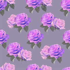 Obraz na płótnie Canvas Rose flower seamless pattern vector illustration