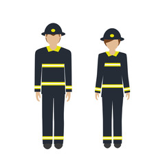 man and woman character firefighter isolated on white background vector illustration EPS10