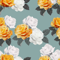Rose flower seamless pattern vector illustration