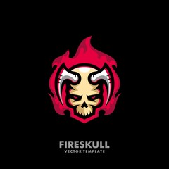 Fire skull illustration vector Design template