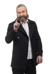 Fototapeta premium Successful businessman pointing finger up
