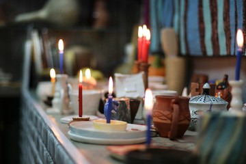 Ceramic candle stand. Candles. 