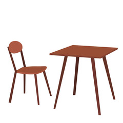  table and chair brown