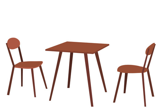 isolated table and two brown chairs