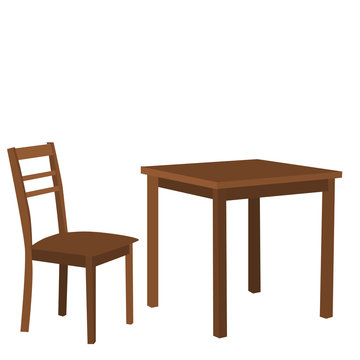 isolated, table and chair brown