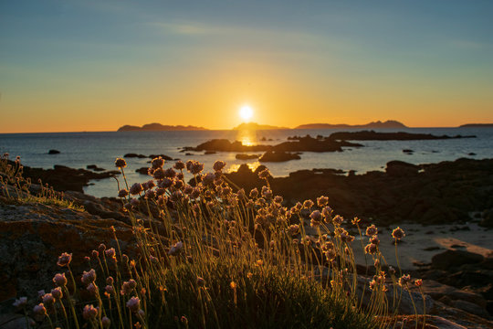view of the sunset from samil beach