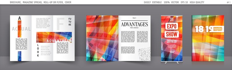 Set of Vector template layout annual report,brochure,cover,flyer,leaflet,business presentation,booklet,roll up,book,magazine,banner,document,poster,promotion,catalog.Abstract background illustration