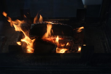 fire in the fireplace