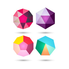 Set of Polygonal geometric figures.For web design.Vector Illustration