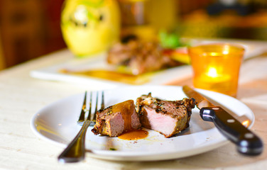 Rack of Lamb Cooked and Smoked on BBQ tasty snack to beer