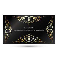 Concept of unique business card with gold floral ornament