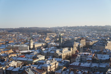 Fototapeta na wymiar Ukraine. City of Lviv. View from above.