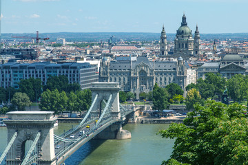 Fototapeta na wymiar The picturesque bridge over the Danube in Budapest (Hungary)