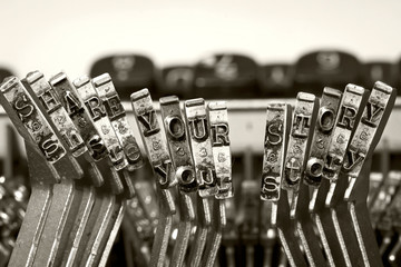 SHARE  YOUR STORY typewriter hammers