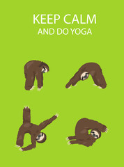 Sloth yoga collection. Funny cartoon animals in different postures set