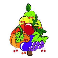 Christmas tree  of vegetables and fruits