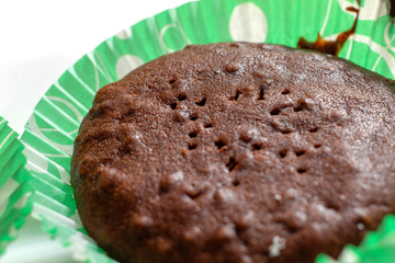 chocolate homemade muffins on white background