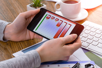 Female hands with items for business
