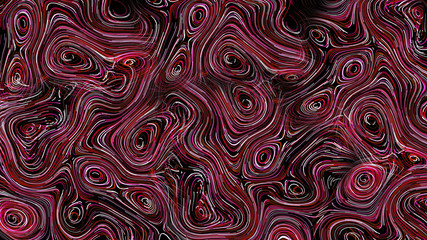 3d render Abstract red round lines field