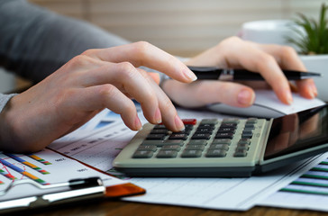 Accounting. Items for doing business in the office in the composition.