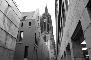 Historic  St Bartholomaus  cathedral tower in Frankfurt main