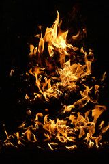 Flame burning on black background
