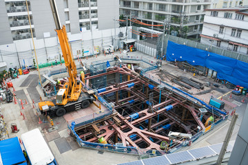 Construction site in foundation process