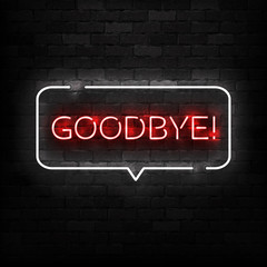 Vector realistic isolated neon sign of Goodbye logo for template decoration and mockup covering on the wall background.