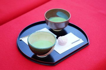 抹茶とお菓子