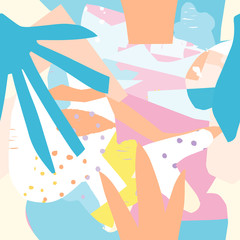 Collage contemporary floral hawaiian pattern in vector. Seamless design