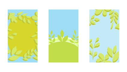 Vector Set backgrounds with copy space for text. Twigs and leaves.