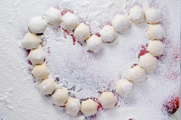 Heart shaped Raw dumplings